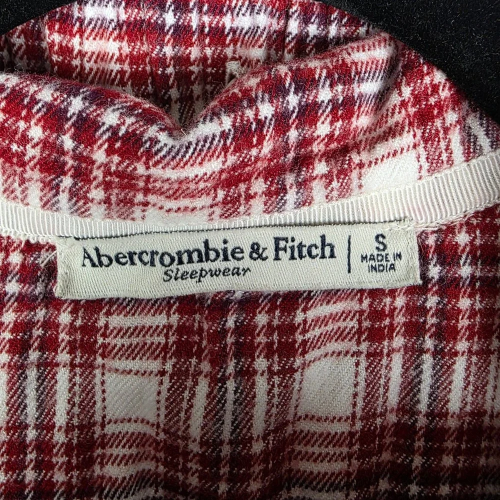 Abercrombie & Fitch Red Plaid Pajama‎ Set Women Small Top XXS Pants Cotton Blend